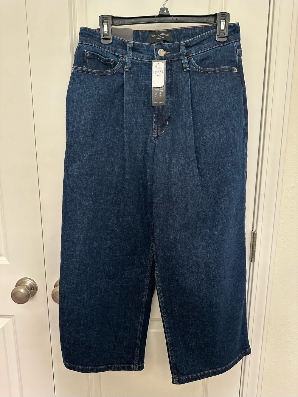 Banana Republic Pleated High-Rise Wide Leg Crop Jeans